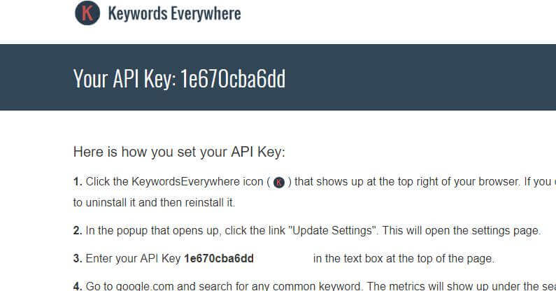 Keywords Everywhere - API Key