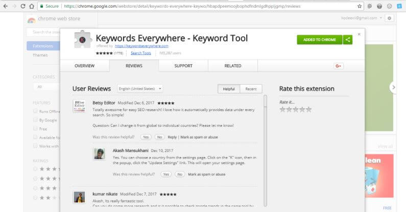 Keywords Everywhere - Chrome Webstore