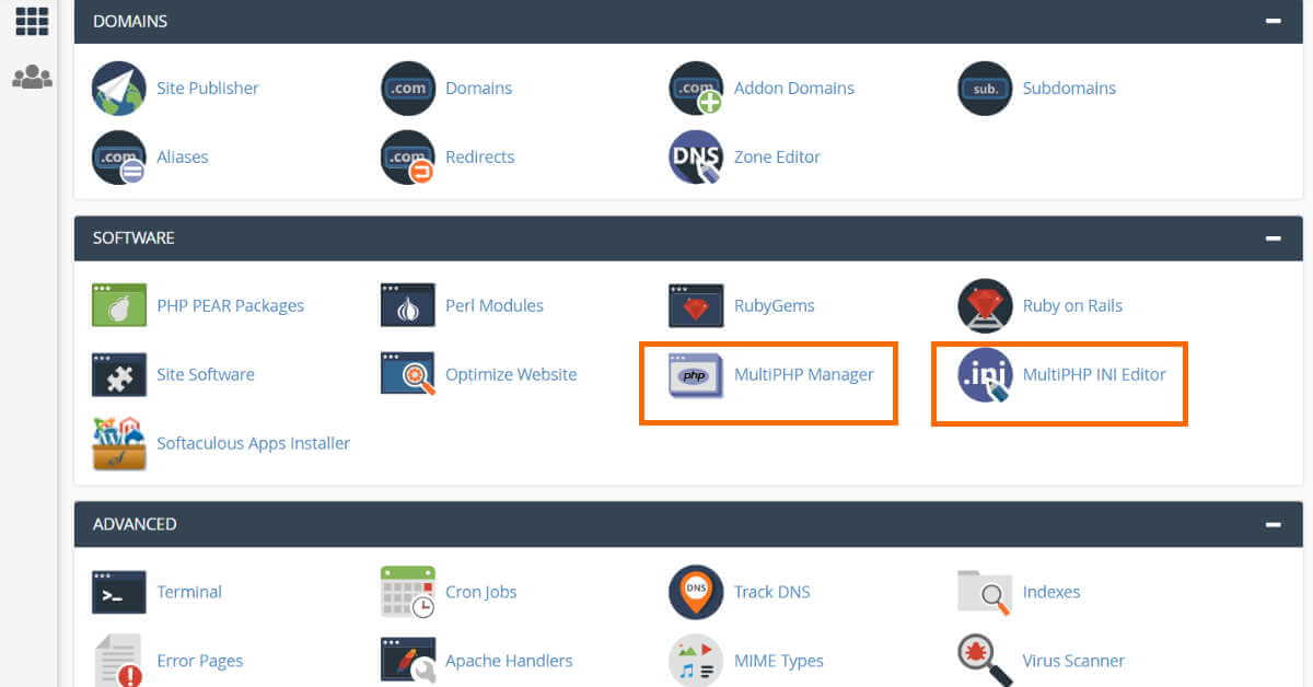 CPanel MultiPHP Manager & INI Editor