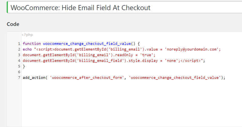 WooCommerce Checkout Email Field Hidden