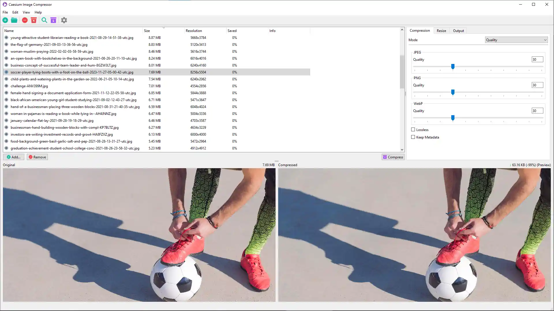 Bulk image optimization menggunakan Caesium